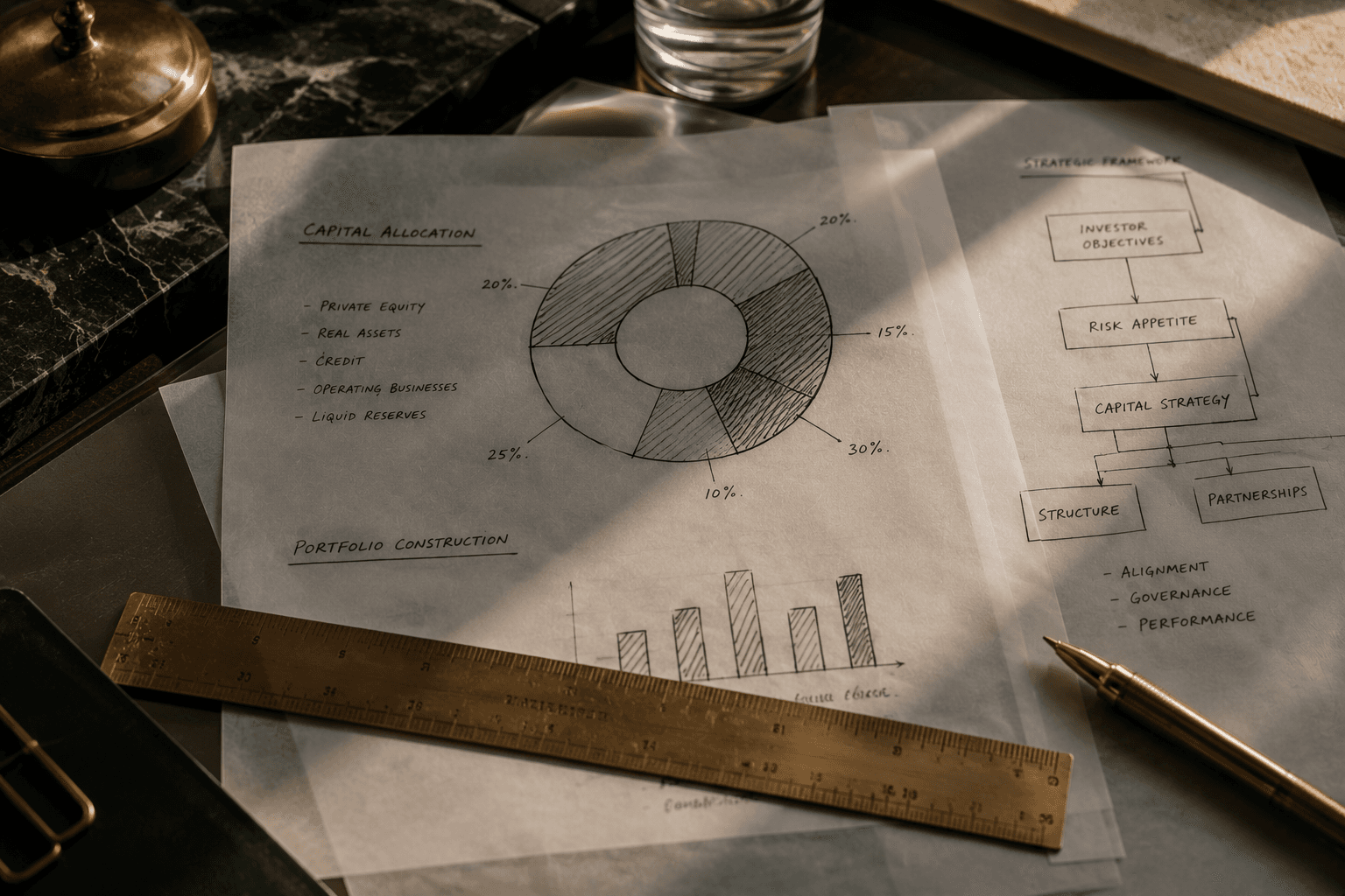 Capital allocation sketches on translucent paper